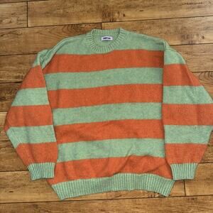 Punyus Knitted Wool Sweater Green/Orange Japanese Brand 28x26